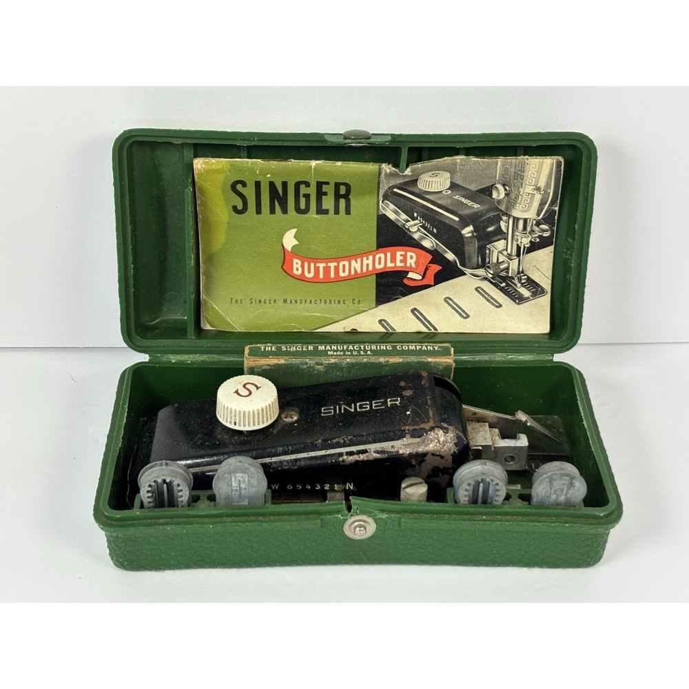Vintage Singer Buttonholer Sewing Machine Attachment W 654321 N Case‎ Manual